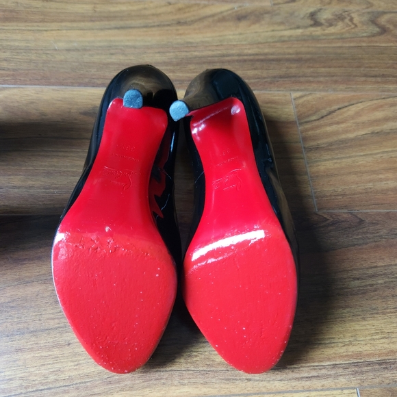 Christian Louboutin Very Prive 120 Black Patent Leather Peep Toe Heels EU 36.5 - Picture 9 of 11